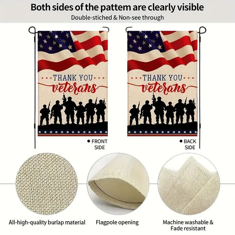 Thank You Veterans Garden Flag Double Sided 12" x 18" NEW! Home & Garden:Yard, Garden & Outdoor Living:Décor:Flags Style Your Walls